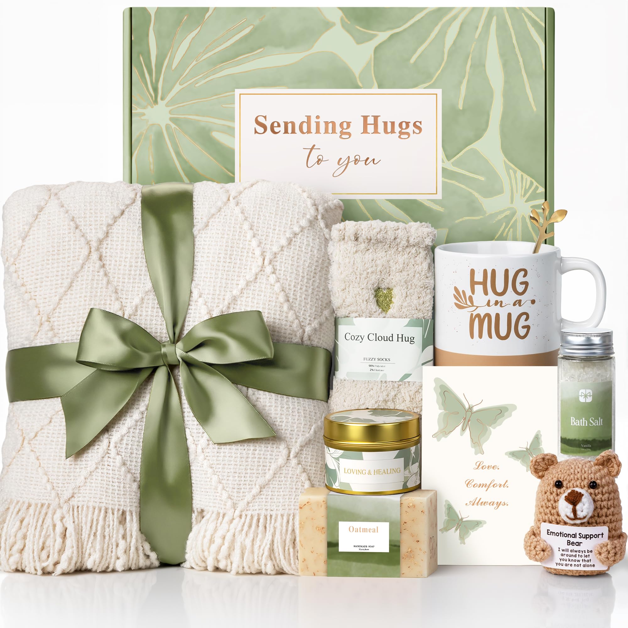 Sympathy Gift Baskets for Loss of Loved One - Bereavement Grief Condolences Gifts for Loss of Mother Father Husband - Miscarriage Care Package for Women Hug in a Box Memorial Gifts for Loss of Mom Dad