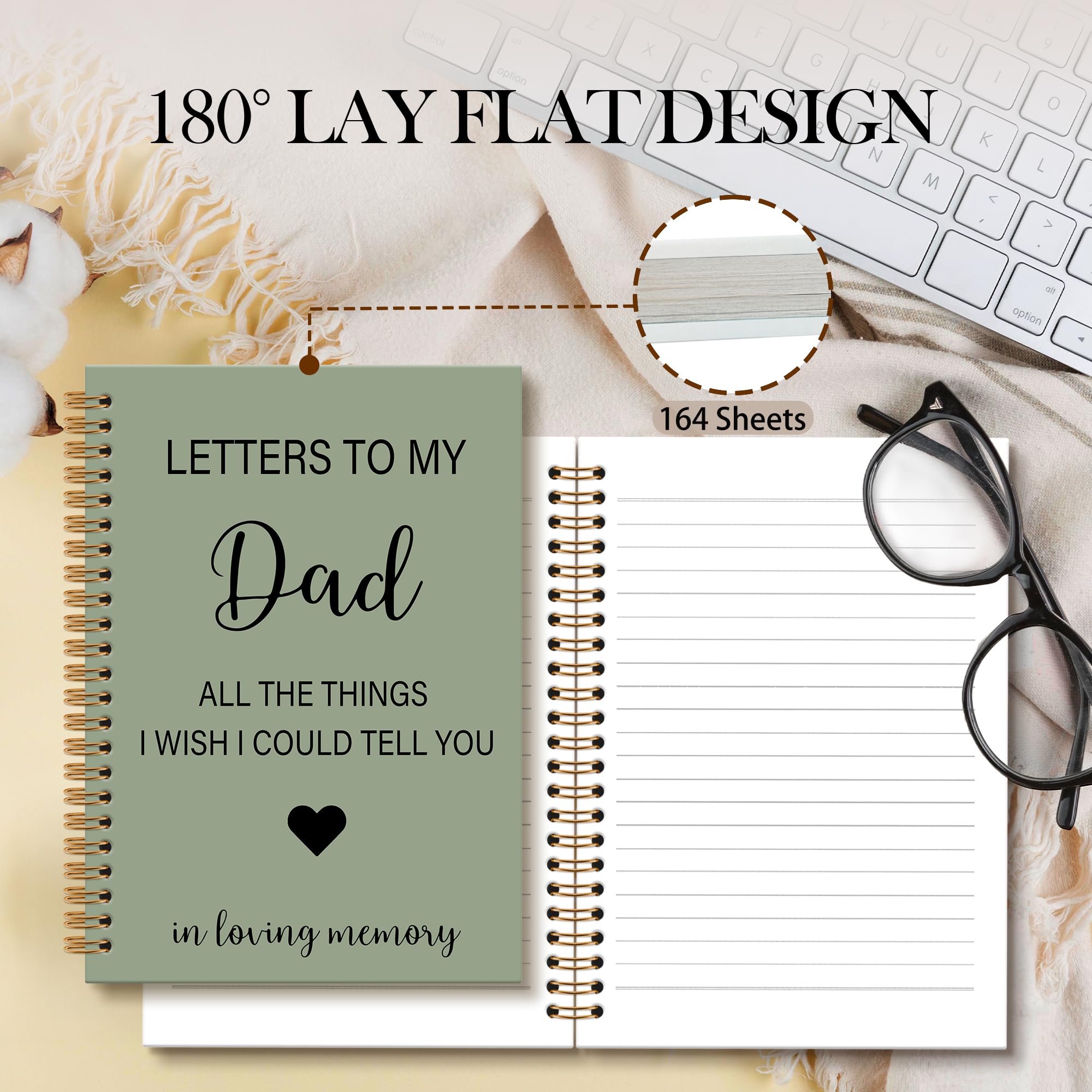 Memorial Gifts for Loss of Dad Grief Notebook Journal, Letters to My Dad in Heaven Journal, Sympathy Notebooks Gifts for Loss of Dad Father, In Loving Memory Sympathy Gifts, 6x8.2In