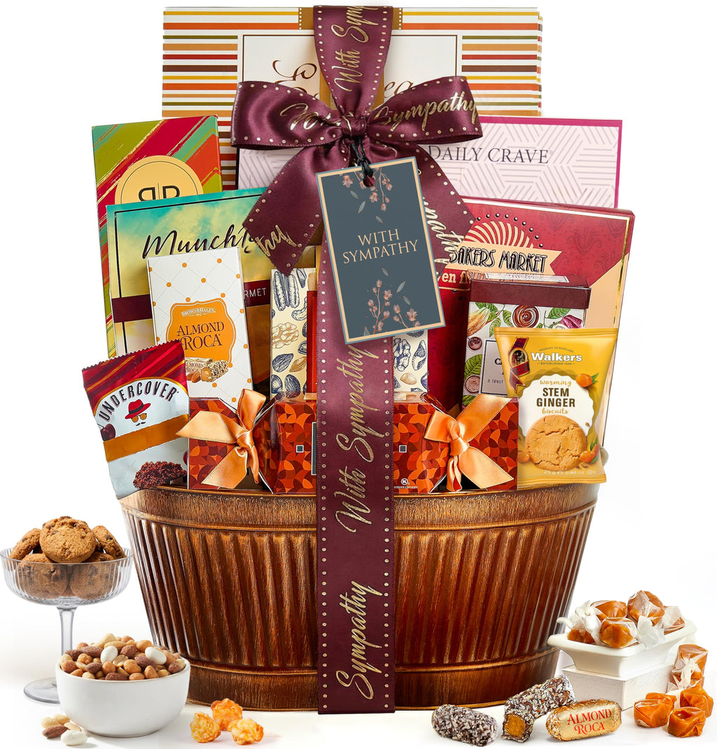 Broadway Basketeers Sympathy Basket – Condolence & Shiva Gift with Gourmet Snacks, Kosher