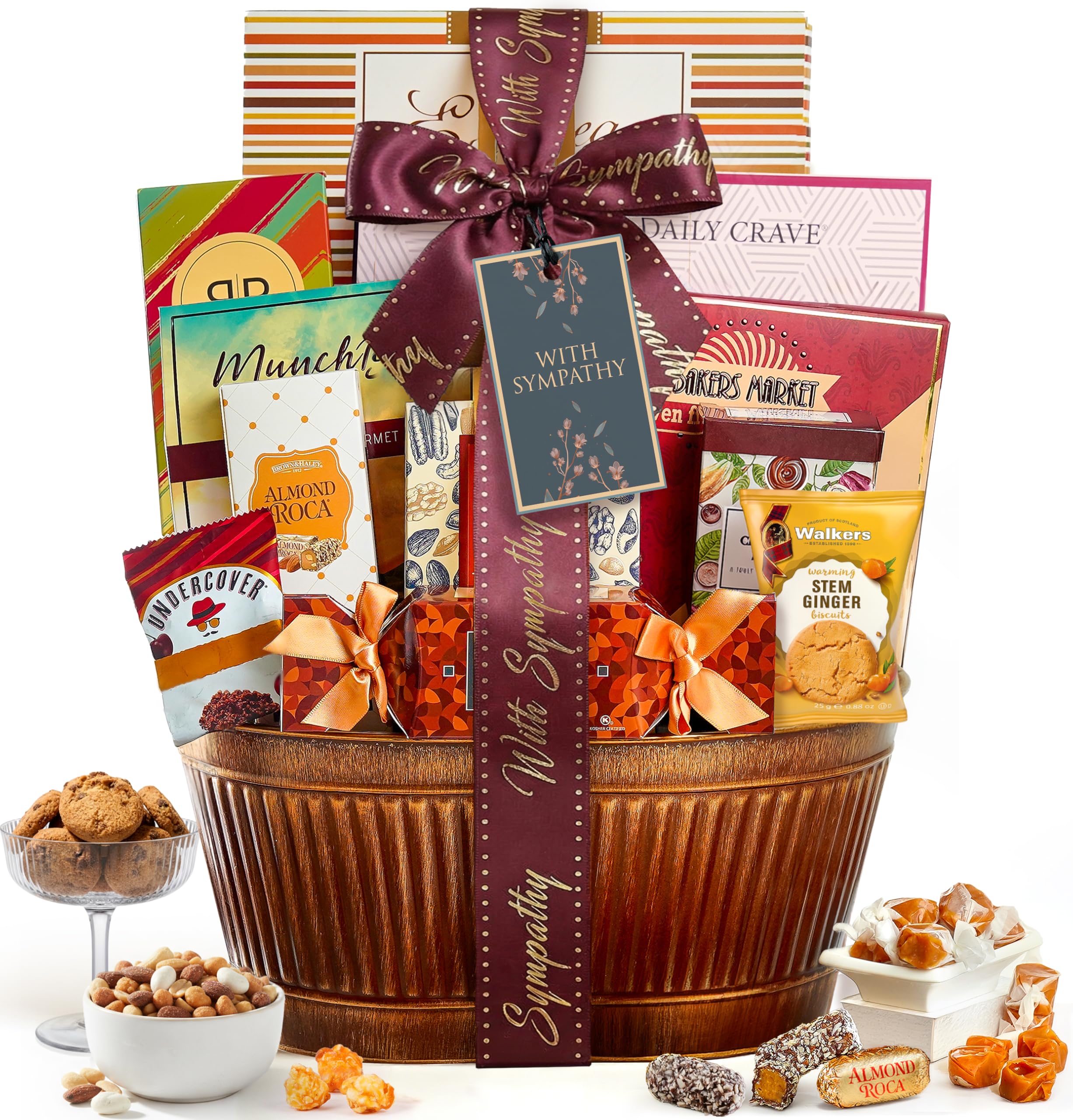 Broadway Basketeers Sympathy Basket – Condolence & Shiva Gift with Gourmet Snacks, Kosher