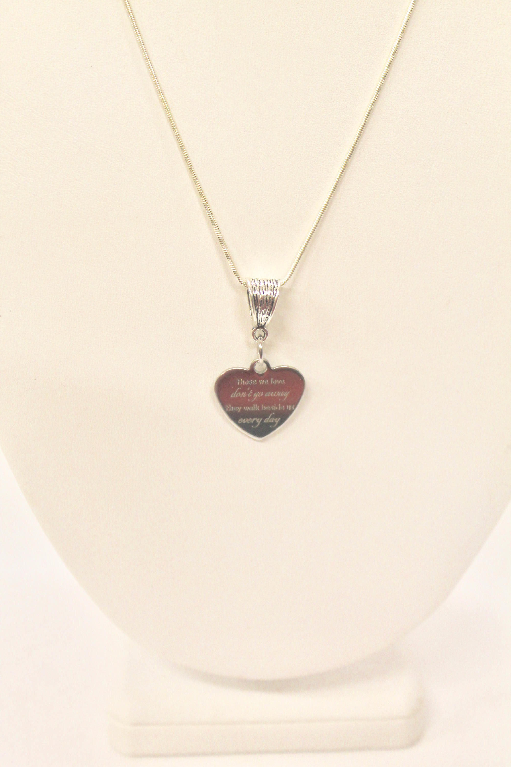 Those We Love Don't Go Away They Walk Beside Us Every Day Pendant on Silver Chain, Sympathy Gift For Her, Memorial Necklace for Mom